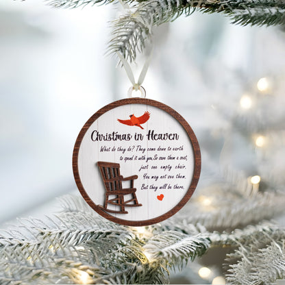 Netecom Christmas in Heaven Rocking Chair Ornament , Cardinal Memorial Keepsake , Sympathy Gift for Loss of Loved One , Wooden Decor