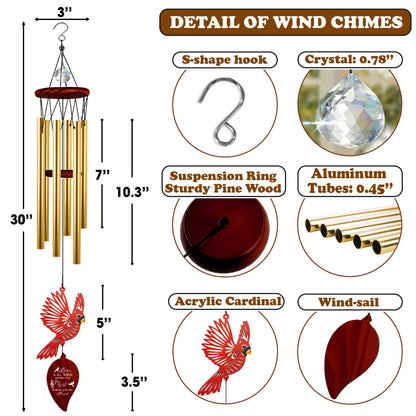 Netecom Memorial Wind Chime – “Listen to the Wind and Think of Me” Cardinal Leaf Shape Sympathy Gift