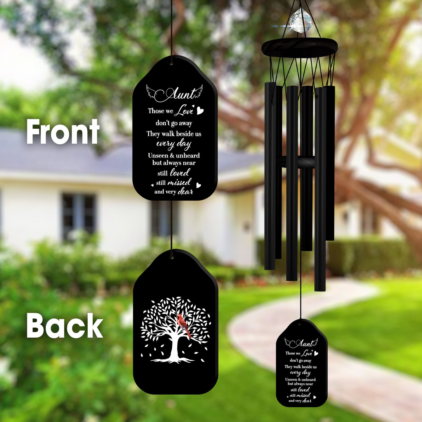 Netecom Personalized Memorial Wind Chimes for Aunt – Custom Wooden Chimes with Tree of Life & Heartfelt Poem