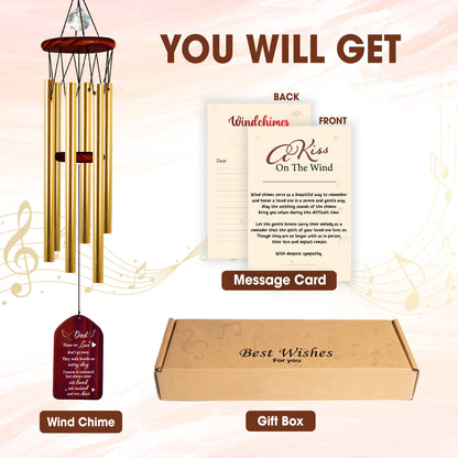 Netecom Personalized Memorial Wind Chimes for Dad – Custom Walnut Wooden Chimes with Tree of Life & Heartfelt Poem