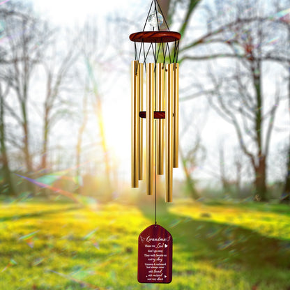 Netecom Personalized Memorial Wind Chimes for Grandma – Custom Wooden Chimes with Crystal Beads & Heartfelt Poem