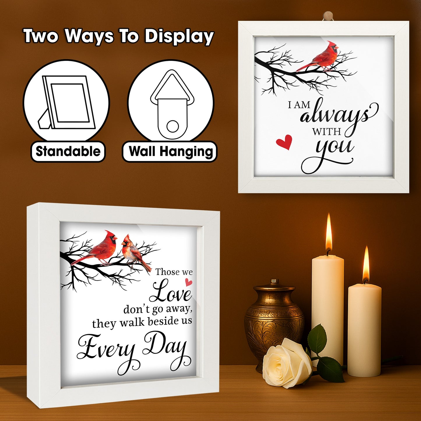 Netecom Cardinal Memorial Gift Frame & Keepsake Set, Remembrance Sympathy Gift for Loss of Loved One, "Always With You