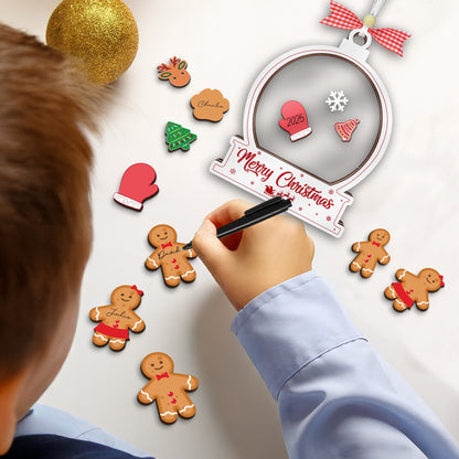 Netecom Personalized Shaking Christmas Ornament – Wooden & Acrylic Snow Globe Family Name Decoration Gift