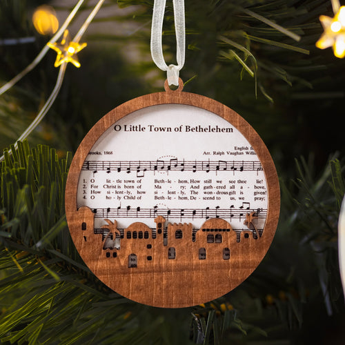 Netecom Religious Christmas Ornament – O Little Town of Bethlehem Wooden Ornament, Christian Holiday Decoration and Gift for Tree or Home