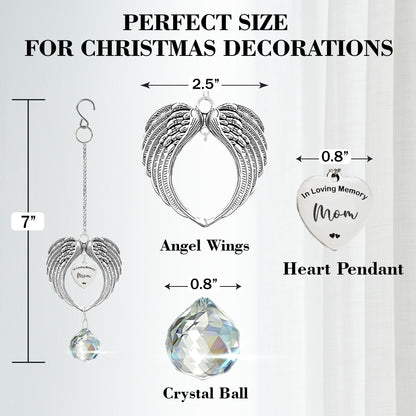 Netecom Christmas Memorial Angel Wings Ornament – In Loving Memory Mom Crystal Suncatcher Gift Box