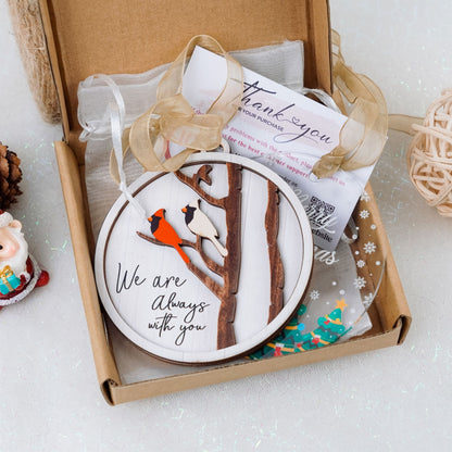 Netecom Cardinal Memorial & Merry Christmas Ornament Set,2 Pack, "We Are Always With You" Keepsake , Sympathy Gift Duo