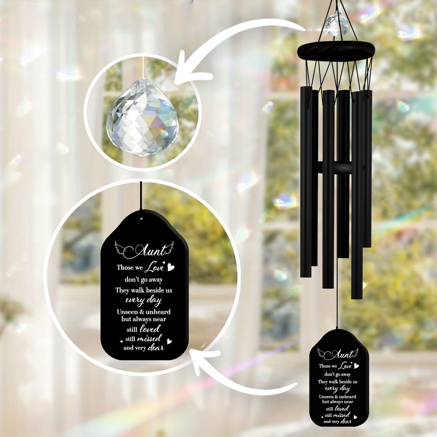 Netecom Personalized Memorial Wind Chimes for Aunt – Custom Wooden Chimes with Tree of Life & Heartfelt Poem