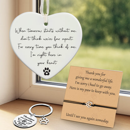 Netecom Merry Christmas Pet Memorial Ornament – Ceramic Heart Keepsake with Paw Bracelet & Message Card