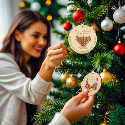 Netecom Funny Best Friend Christmas Ornament Set , "A Good Friend is Like Good Underwear" Quote , Novelty Bestie Gift Set (2 Pack)