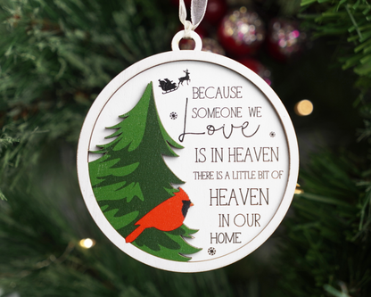 Netecom Cardinal Memorial Ornament – “Because Someone We Love Is in Heaven” Wooden & Acrylic Christmas Keepsake (2 Pieces)