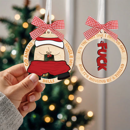 Netecom Funny Christmas Ornament Set – Cheeky Santa & Holiday Humor Wooden Decoration Combo