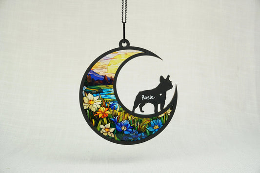 Netecom Personalized Bulldog Memorial Suncatcher – Pet Loss Ornament, Dog Passed Away Sympathy Gift, Bulldog Lover Remembrance Hanging, Car and Window Decor