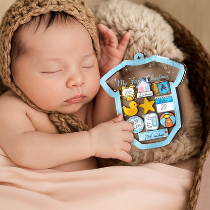 Netecom Baby Boy First Christmas Shaking Ornament – Shaking Acrylic Decoration Gift Box with Tokens & Pen