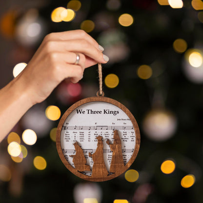 Netecom Nativity Ornament – Wooden “We Three Kings” Sheet Music Christmas Decoration, Remembrance Gift
