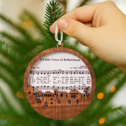 Netecom Religious Christmas Ornament – “O Little Town of Bethlehem” Wooden Ornament Gift