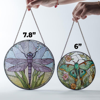 Netecom Dragonfly Celtic Stained Glass Suncatcher – Nature Window Hanging, Dragonfly Home Decor, Spring Garden Gift for Mom Grandma