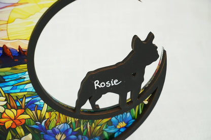 Netecom Personalized Bulldog Memorial Suncatcher – Pet Loss Ornament, Dog Passed Away Sympathy Gift, Bulldog Lover Remembrance Hanging, Car and Window Decor