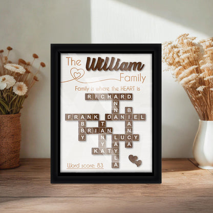 Netecom Scrabble Family Name Frame Personalized Custom Family Letter Tile Family Crossword Scrabble Keepsake Acrylic Cover