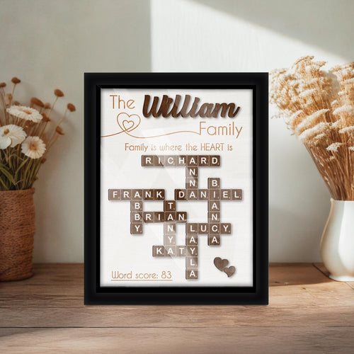 Netecom Scrabble Family Name Frame Personalized Custom Family Letter Tile Family Crossword Scrabble Keepsake Acrylic Cover