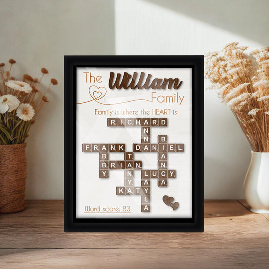 Netecom Scrabble Family Name Frame Personalized Custom Family Letter Tile Family Crossword Scrabble Keepsake Acrylic Cover