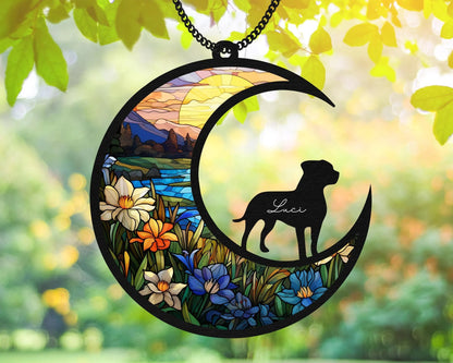 Netecom Pitbull Memorial Suncatcher – Personalized Pet Loss Sympathy Ornament, Dog Remembrance Gift,  Window Hanging for Dog Lovers