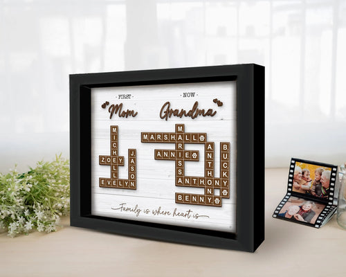Netecom First Mom Now Grandma Crossword Personalized Frame Family Name Sign Grandkids Keepsake Scrabble Letter Family Board