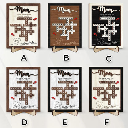 Netecom Personalized Scrabble Family Name Frame Mother's Day Gift Custom Family Crossword Puzzle Sign