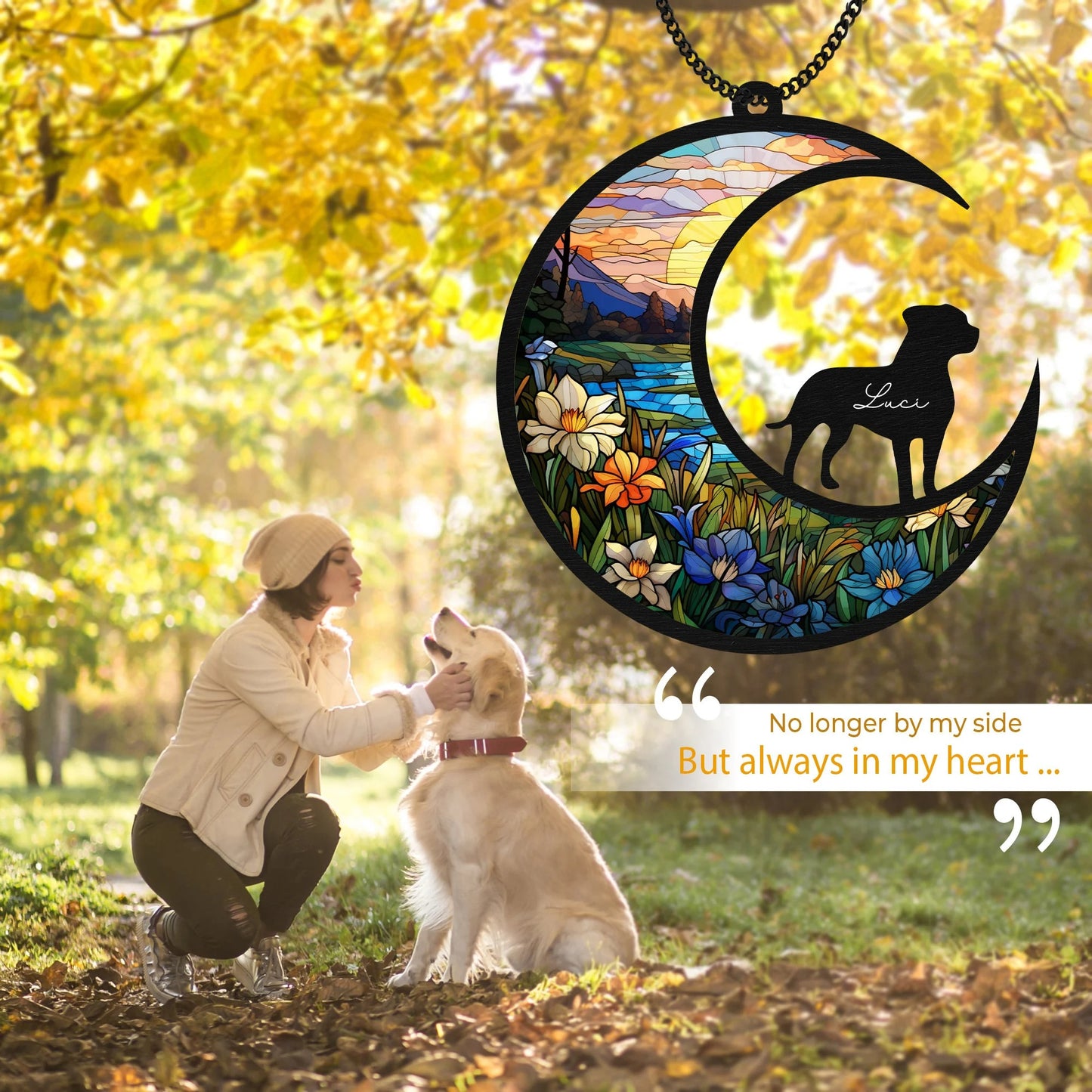 Netecom Pitbull Memorial Suncatcher – Personalized Pet Loss Sympathy Ornament, Dog Remembrance Gift,  Window Hanging for Dog Lovers