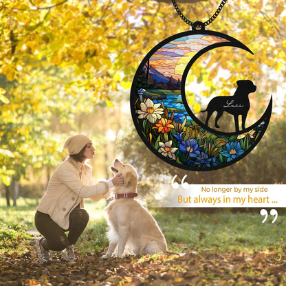 Netecom Pitbull Memorial Suncatcher – Personalized Pet Loss Sympathy Ornament, Dog Remembrance Gift,  Window Hanging for Dog Lovers