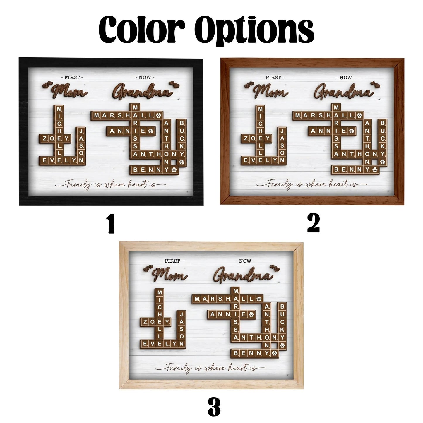 Netecom First Mom Now Grandma Crossword Personalized Frame Family Name Sign Grandkids Keepsake Scrabble Letter Family Board
