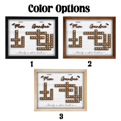 Netecom First Mom Now Grandma Crossword Personalized Frame Family Name Sign Grandkids Keepsake Scrabble Letter Family Board
