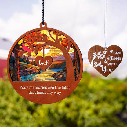 Netecom Memorial Suncatcher Gift – Loss of Dad Sympathy Gift, Remembrance Ornament for Father in Heaven, Your Memories Are the Light Memorial Gift