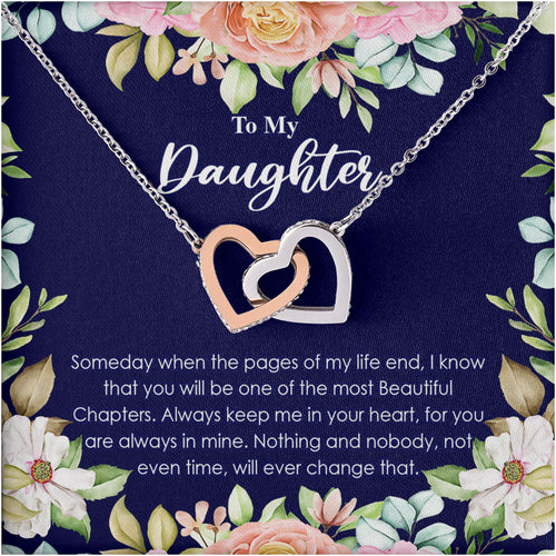 Netecom Personalized Mother to Daughter Necklace – Interlocking Hearts Jewelry with Emotional Quote Card, Birthday, Graduation, Christmas Gift from Mom