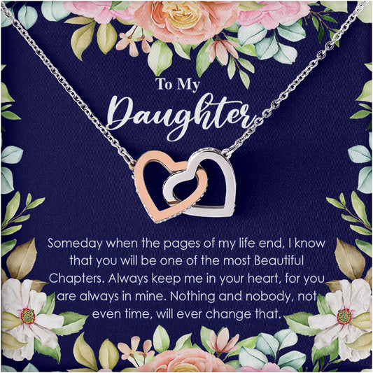 Netecom Personalized Mother to Daughter Necklace – Interlocking Hearts Jewelry with Emotional Quote Card, Birthday, Graduation, Christmas Gift from Mom