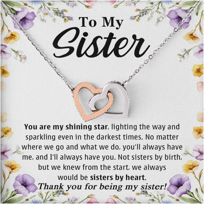 Netecom To My Sister Necklace, Interlocking Hearts Jewelry with Floral Card, Birthday, Christmas, Friendship Gift for Sisters by Heart