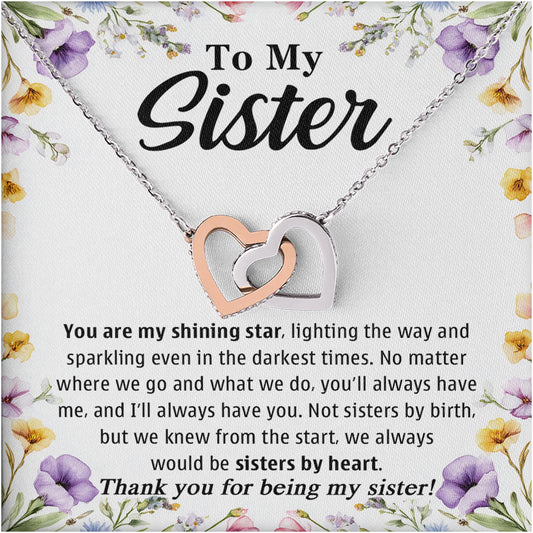 Netecom To My Sister Necklace, Interlocking Hearts Jewelry with Floral Card, Birthday, Christmas, Friendship Gift for Sisters by Heart