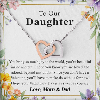 Netecom Personalized To Our Daughter Necklace from Mom & Dad, Custom Message Card with Name, Interlocking Heart Jewelry Gift for Birthday, Christmas