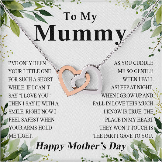 Netecom Personalized To My Mummy Necklace from Daughter Son, Custom Message Card with Name, Interlocking Heart Jewelry Gift for Birthday, Christmas