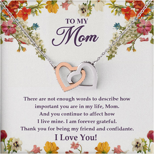 Netecom Personalized Daughter to Mom Necklace – Interlocking Hearts Jewelry with Heartfelt Message, Birthday, Mother’s Day, Christmas Gift from Daughter