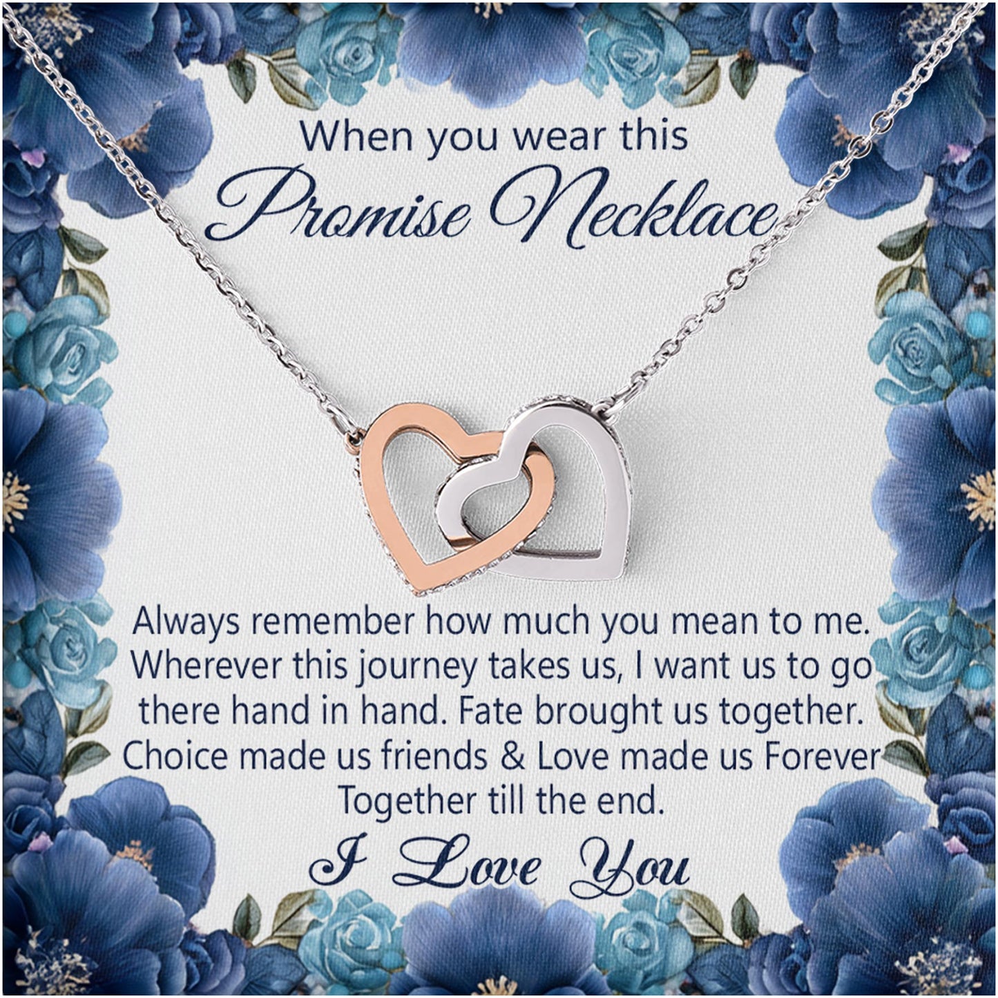 Netecom Promise Necklace For Soulmate Girlfriend Wife Finacee, Message Card with Name, Interlocking Heart Jewelry Gift for Wedding, Anniversary from Boyfriend Husband, Birthday, Christmas
