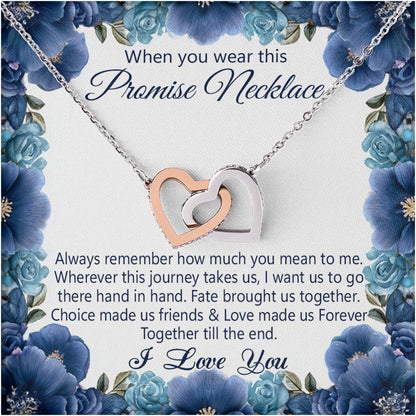 Netecom Promise Necklace For Soulmate Girlfriend Wife Finacee, Message Card with Name, Interlocking Heart Jewelry Gift for Wedding, Anniversary from Boyfriend Husband, Birthday, Christmas