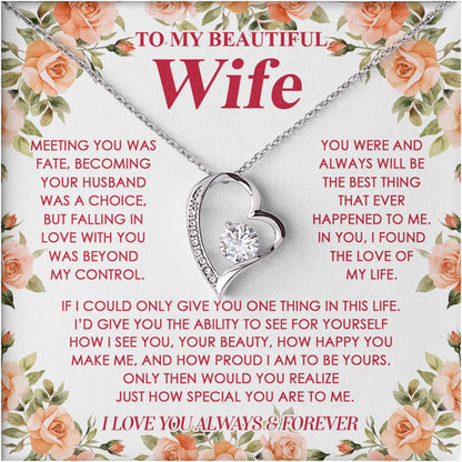 Netecom Personalized To My Beautiful Wife Necklace from Husband, Custom Message Card with Name, Forever Lover Jewelry Gift for Birthday, Anniversary, Christmas, Wedding