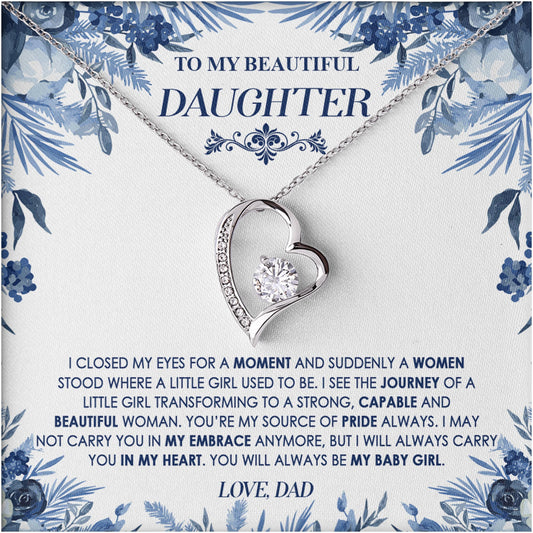 Netecom Personalized Father to Daughter Necklace – Heart-Shaped Pendant with Diamond and Sentimental Quote Card, Birthday, Graduation, Christmas Gift from Dad