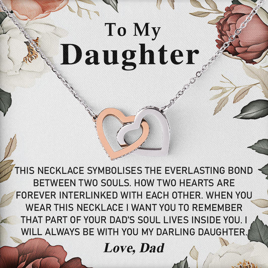 Netecom Personalized To My Daughter Necklace from Dad, Custom Message Card with Name, I Will Always Be With You Interlocking Heart Jewelry Gift for Birthday, Christmas