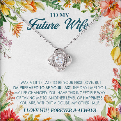 Netecom Personalized To My Future Wife Necklace from Fiancé Soulmate, Custom Message Card with Name, Love Knot Jewelry Gift for Birthday, Anniversary, Christmas, Wedding, Valentine
