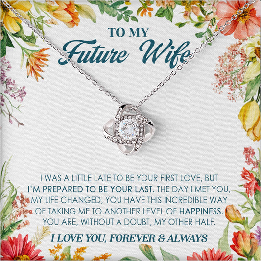 Netecom Personalized To My Future Wife Necklace from Fiancé Soulmate, Custom Message Card with Name, Love Knot Jewelry Gift for Birthday, Anniversary, Christmas, Wedding, Valentine