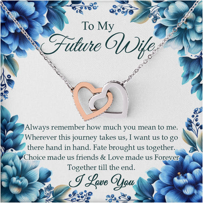 Netecom  Personalized To My Future Wife Necklace from Fiance, Custom Message Card with Name, Interlocking Heart Jewelry Gift for Wedding, Anniversary, Birthday, Christmas