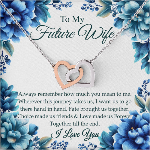 Netecom  Personalized To My Future Wife Necklace from Fiance, Custom Message Card with Name, Interlocking Heart Jewelry Gift for Wedding, Anniversary, Birthday, Christmas