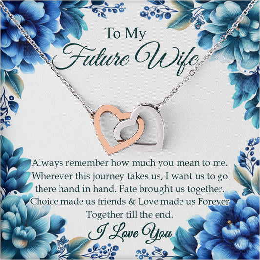 Netecom  Personalized To My Future Wife Necklace from Fiance, Custom Message Card with Name, Interlocking Heart Jewelry Gift for Wedding, Anniversary, Birthday, Christmas