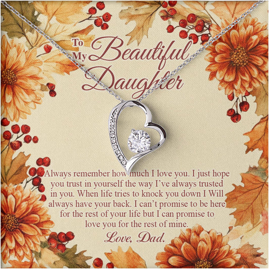 Netecom Personalized Father to Daughter Necklace – Heart-Shaped Pendant with Sparkling Diamond and Sentimental Quote Card, Perfect Gift for Birthday, Graduation, or Christmas from Dad